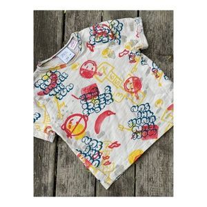 Zara Kids T-Shirt Retro More Fun All Over Print Sz 3-6 Months